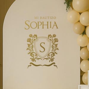 Personalized Mi Bautizo Sticker with Name and Shield – Custom Vinyl Decal for Baptism Decor w141