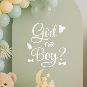 Gender Reveal Party Decor Arch Backdrop Decal | Boy or Girl Vinyl Sticker for Baby Shower Sign Decoration eig6632