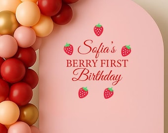 Berry - Adesivo da parete per primo compleanno, fragola, decorazione da