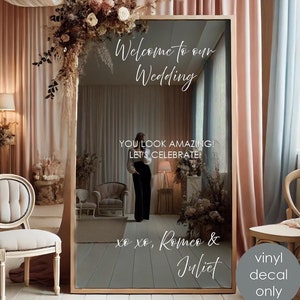 Wedding Mirror Decal | Welcome To Our Wedding | Custom Wedding Vinyl Decal | DIY Welcome Sign | Personalized Decal | Customizable Art (w01)