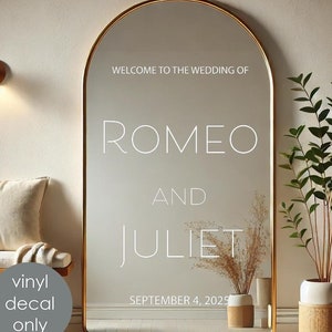 Bienvenidos a la boda de / Calcomanía de espejo de boda / Nombres y fecha personalizables / Para letrero de ceremonia de recepción de cartón acrílico con espejo w11