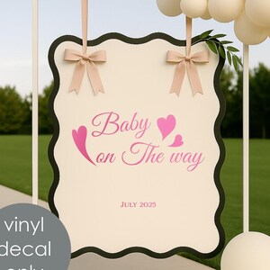 Baby Shower Decor Vinyl Decal Baby on the Way Sign Girl Boy Gender Reveal Backdrop Decoration Custom Vinyl Sticker Party w41