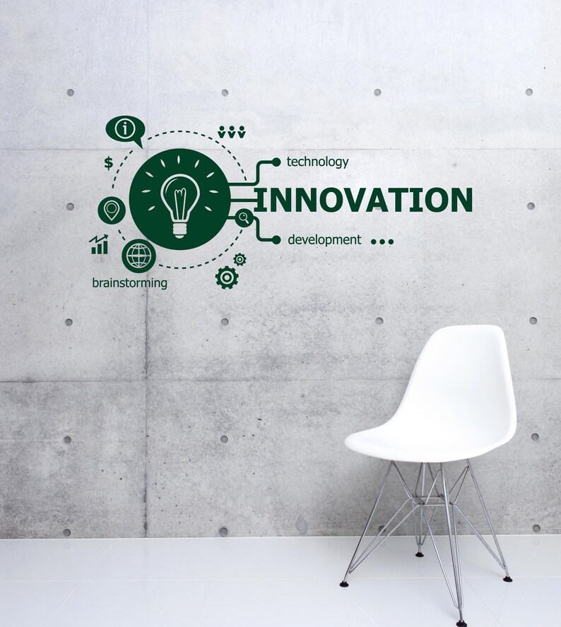 Wall Vinyl Decal Creative Idea Light Bulb Logo Office Business Center ...