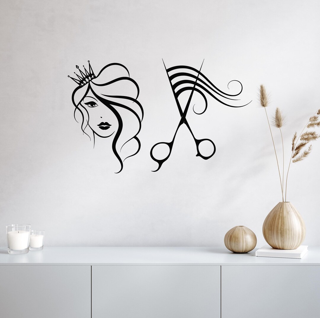 Vinyl Wall Decal for Hair & Beauty Salon, Modern Window Salon Wall Art ...