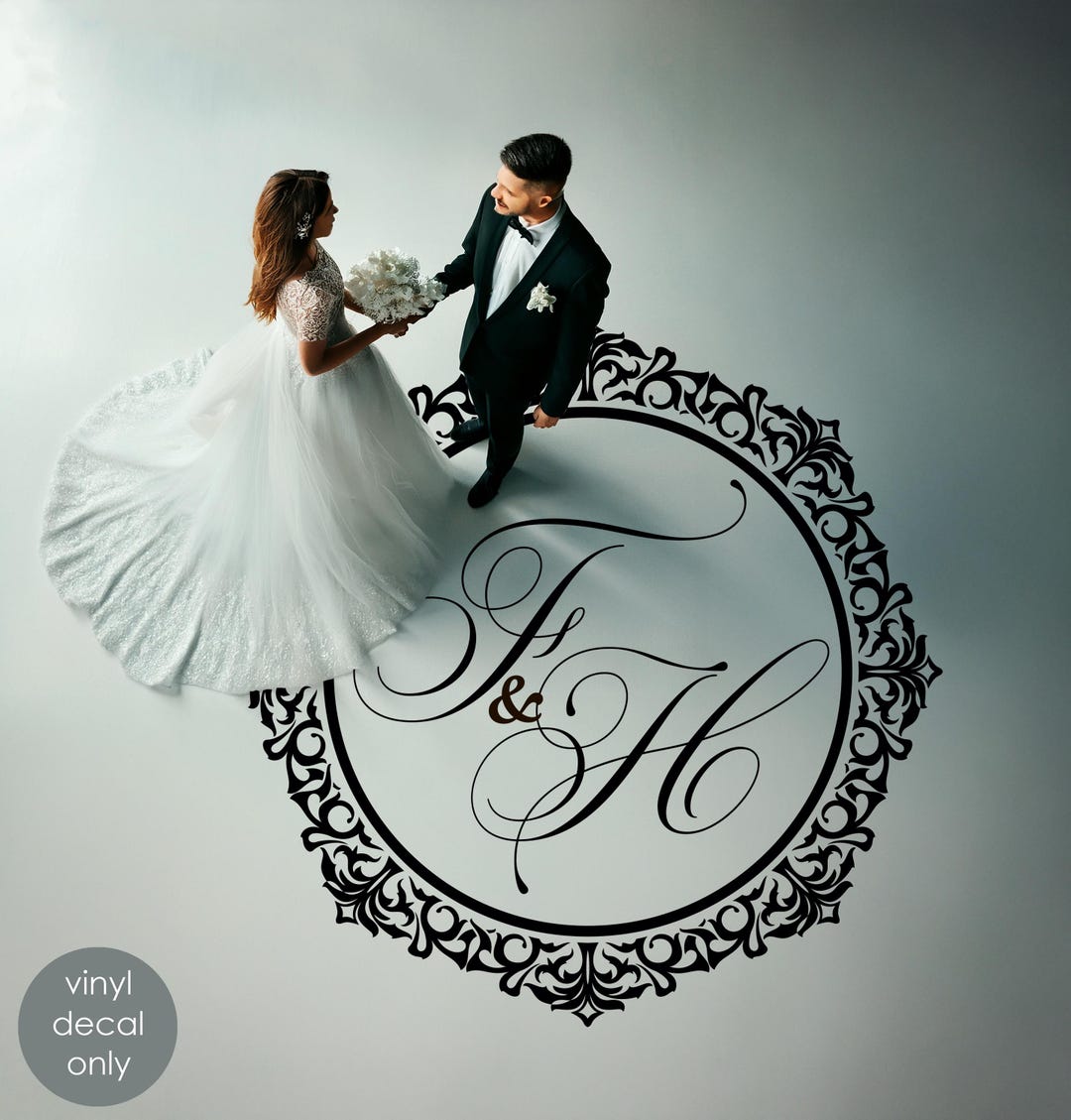 Personalized Wedding Monogram Vinyl Decal, Reception Elegant Initials ...