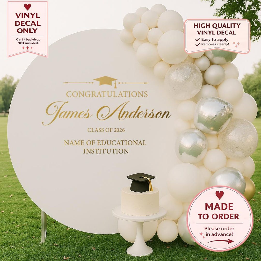Congratulations Backdrop Personalized Decal, Custom Decor Name and Year ...