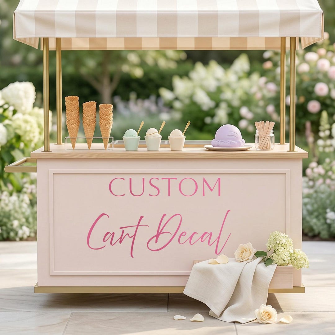 Custom Ice Cream Cart Vinyl Decal, Personalized Sign Sticker for ...