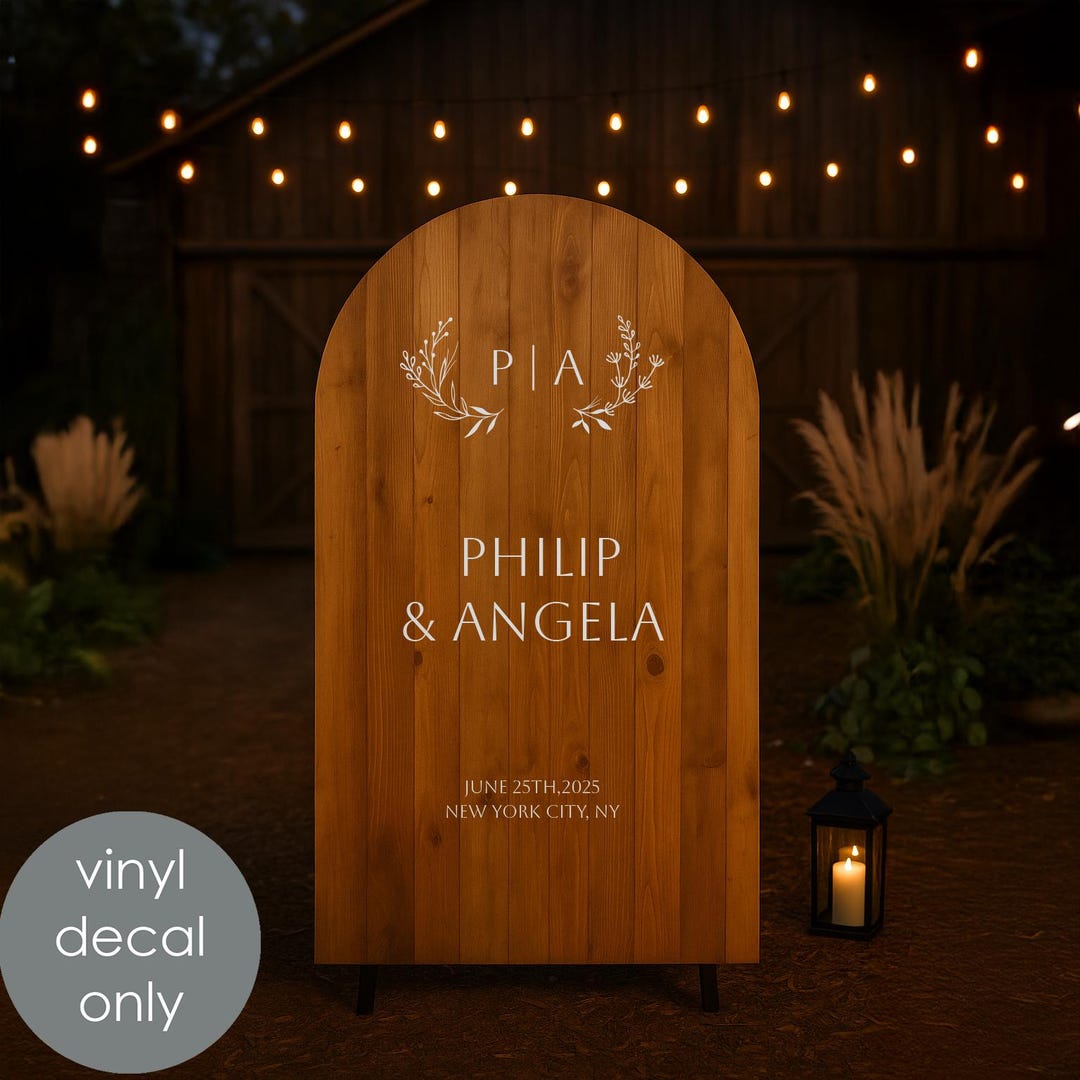 Wedding Welcome Sign Vinyl Decal, Custom Initials Names and Date for ...