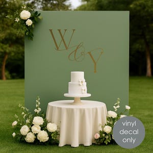 Wedding Monogram Vinyl Decal, Custom Initials and Date for Backdrop ...