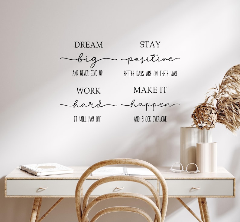 Image showcasing 2 Inspirational Quotes Vinyl Wall Decal, Motivational Sayings for ...