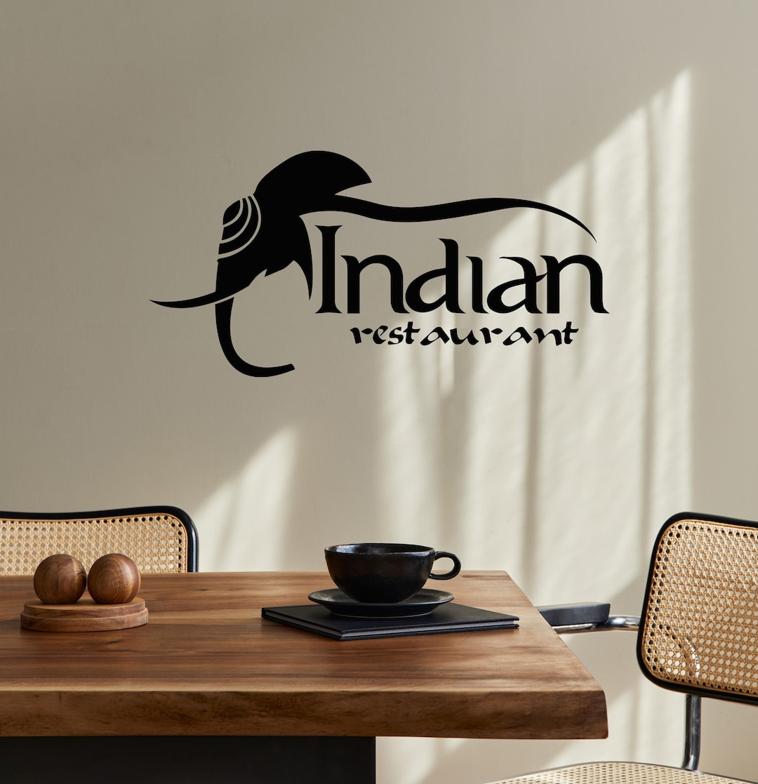 Restaurant Rectangular Sticker Design Ideas Indian Restaurant Vinyl Wall Decal, Authentic Cuisine Decor Sticker ...