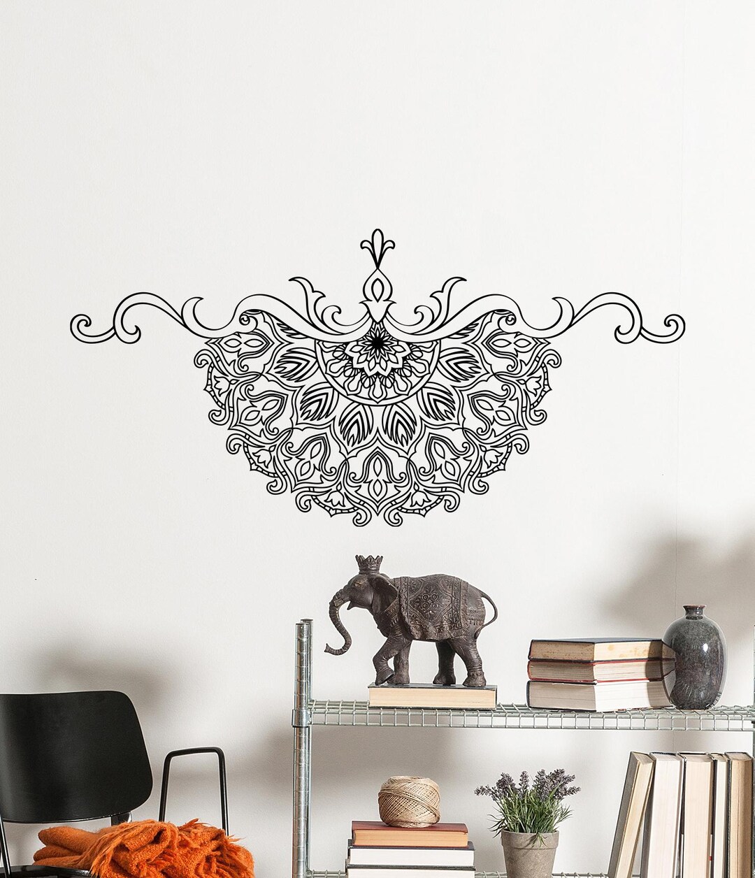 Wall Vinyl Decal Lotus Flower Ornamental Floral Pattern for Yoga Studio ...