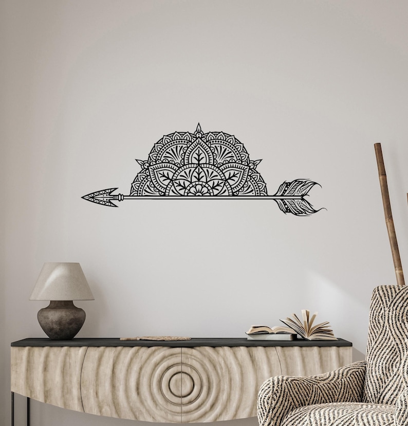 Half Mandala Vinyl Wall Decal – Boho Wall Art for Living Room, Bedroom ...
