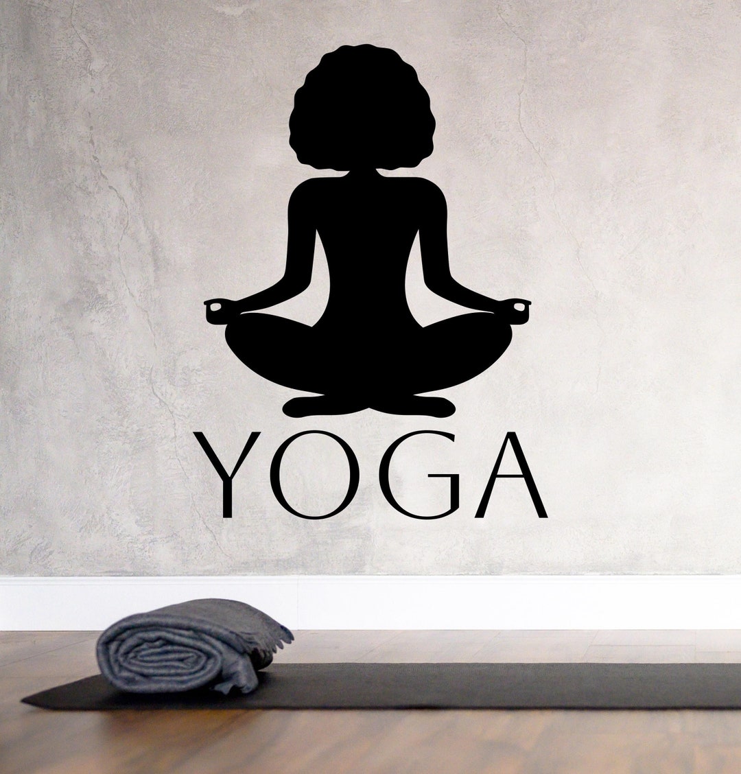 Wall Vinyl Decal Yoga Studio Lotus Pose Girl Decor Logo Beauty and ...