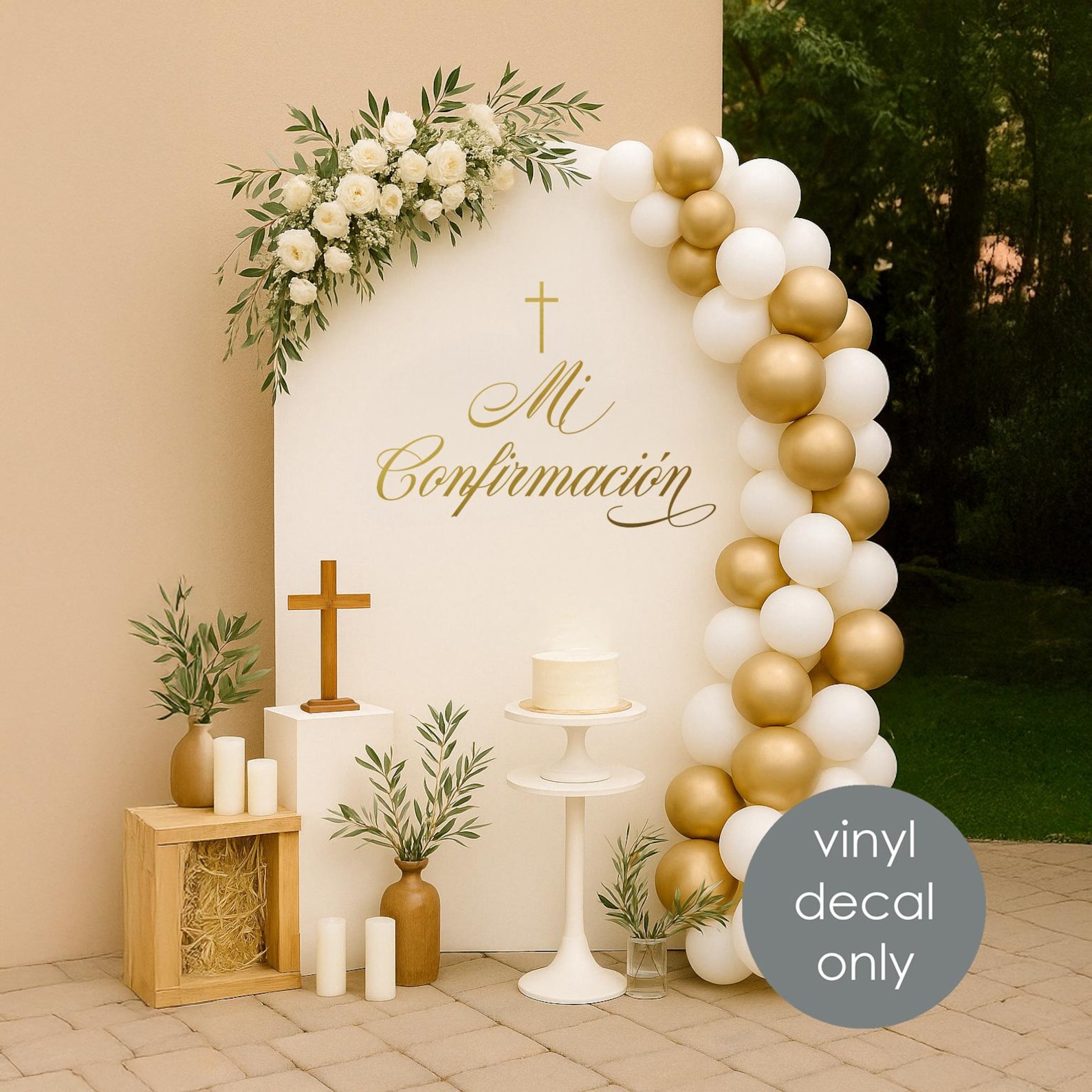 Confirmation Party Decoration Mi Confirmación Backdrop Vinyl Decal