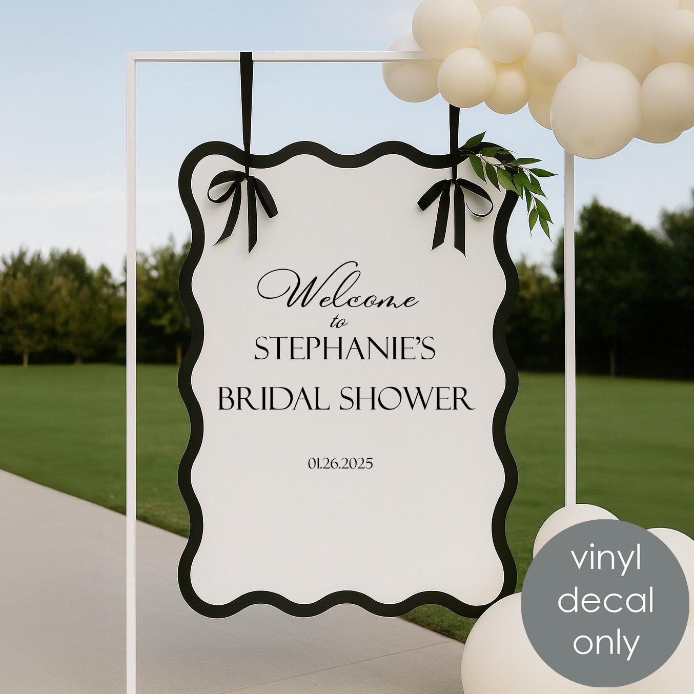 Willkommen bei Brautdusche Vinyl Aufkleber, personalisierte Braut als Hintergrund Dekor Aufkleber, benutzerdefinierte Hochzeit Dusche Eingangsschild Dekoration w29