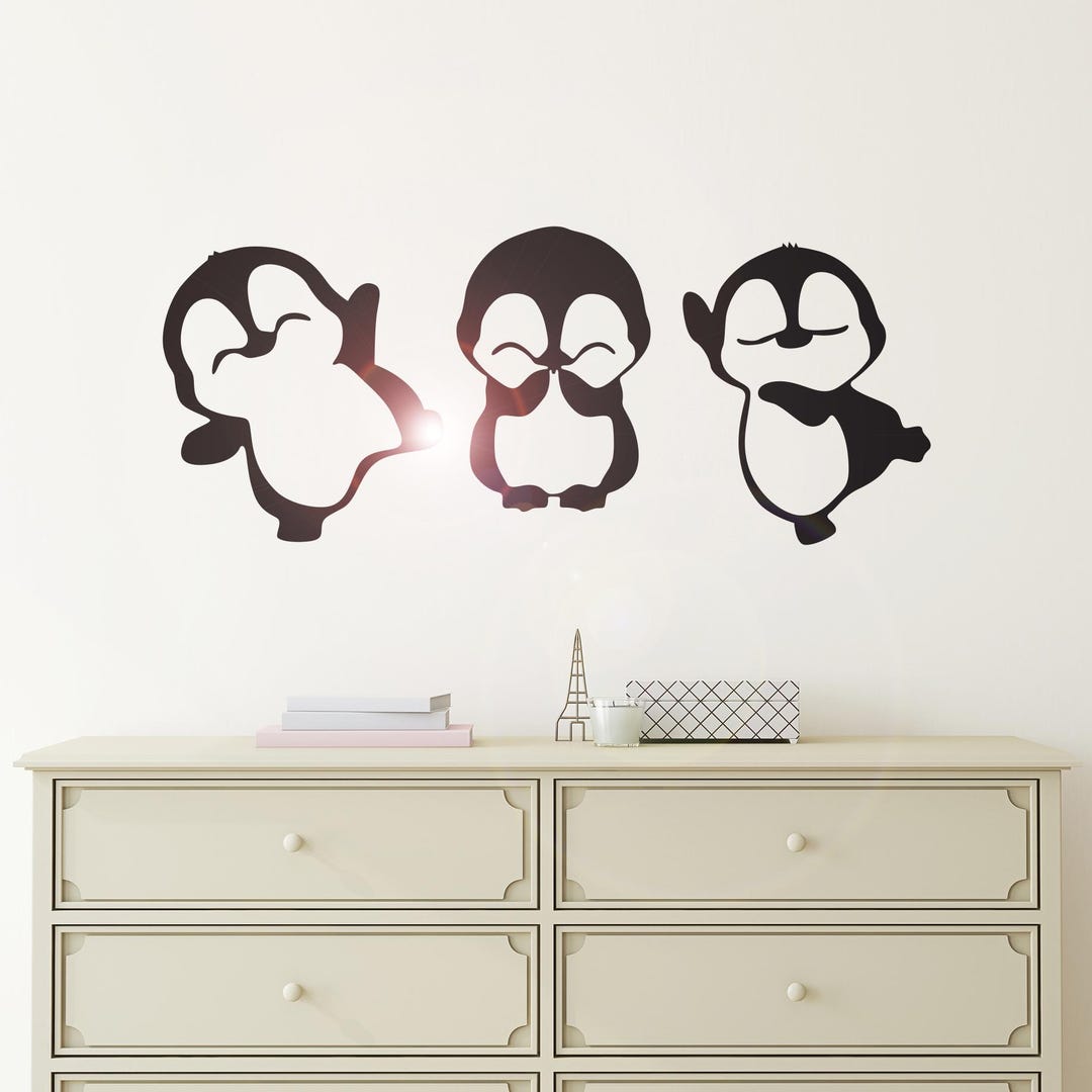 Wall Vinyl Decal Dancing Penguins Funny Animals Modern Interior Decor ...