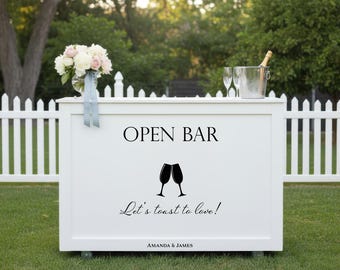 Vinilo adhesivo personalizado para barra libre, letrero de vinilo para barra de boda, pegatina con cita personalizada, decoración para estación de bebidas de recepción, letras para despedida de soltera w57