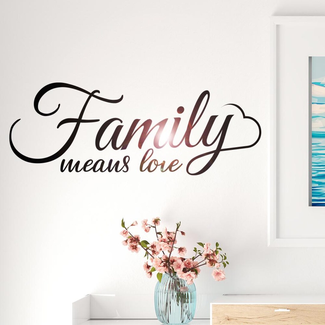 Wall Vinyl Decal Quote Family Means Love Interior Modern Decor Ez5081 ...