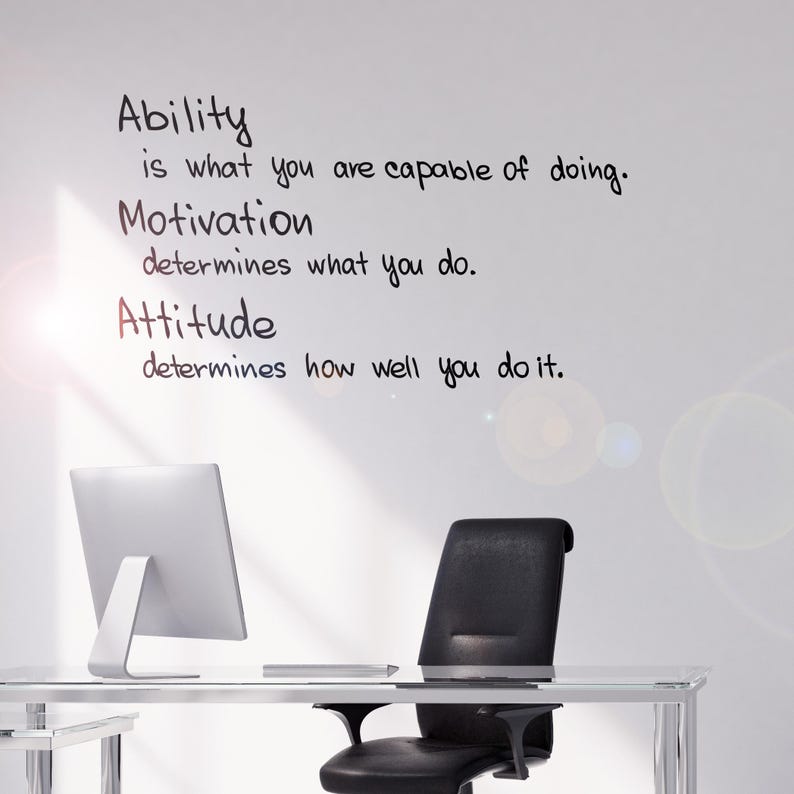 Wall Vinyl Decal Ability Motivation Attitude Office Teamwork Quote ...