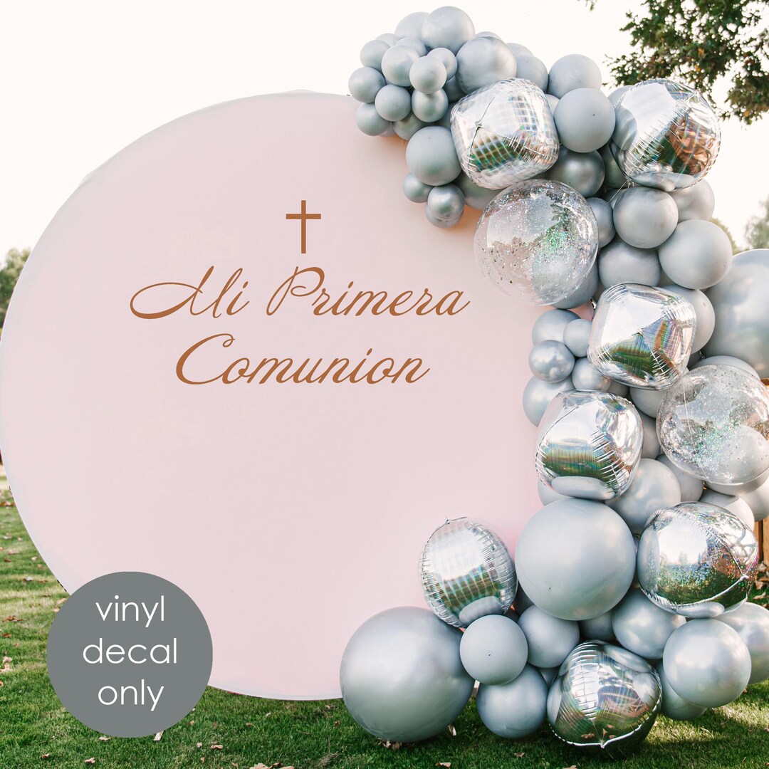 Mi Primera Comunion Custom Vinyl Decal, Elegant Backdrop Name Sign ...