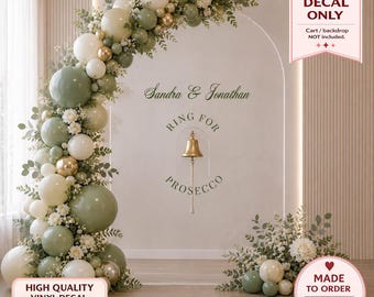 Ring For Champagne Vinyl Decal | Custom Wedding Bell Bar Sign | Champagne Wall Sticker | Party Cocktail Hour Decor | Personalized Name w143