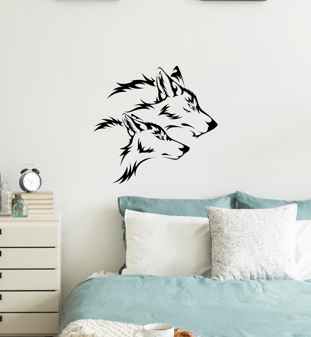 Wall Vinyl Decal Wolf and She-wolf Wildlife Nature Predators Bedroom ...