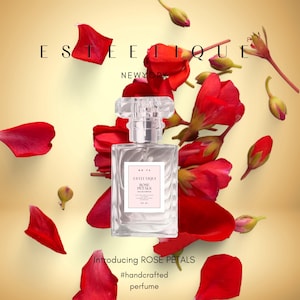 Rose Petals unique perfume gift 30 ml clear elegant glass |or 10 ml Rollerball Alcohol Free Gift for Her
