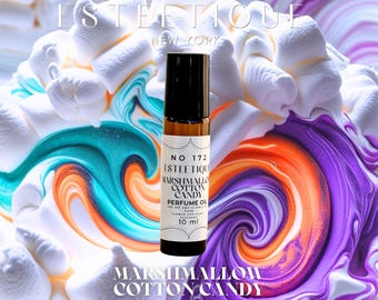 Marshmallow Cotton Candy Perfume Oil Rollerball | Sweet Gourmand Fragrance | Travel Size Roll On l  10mL