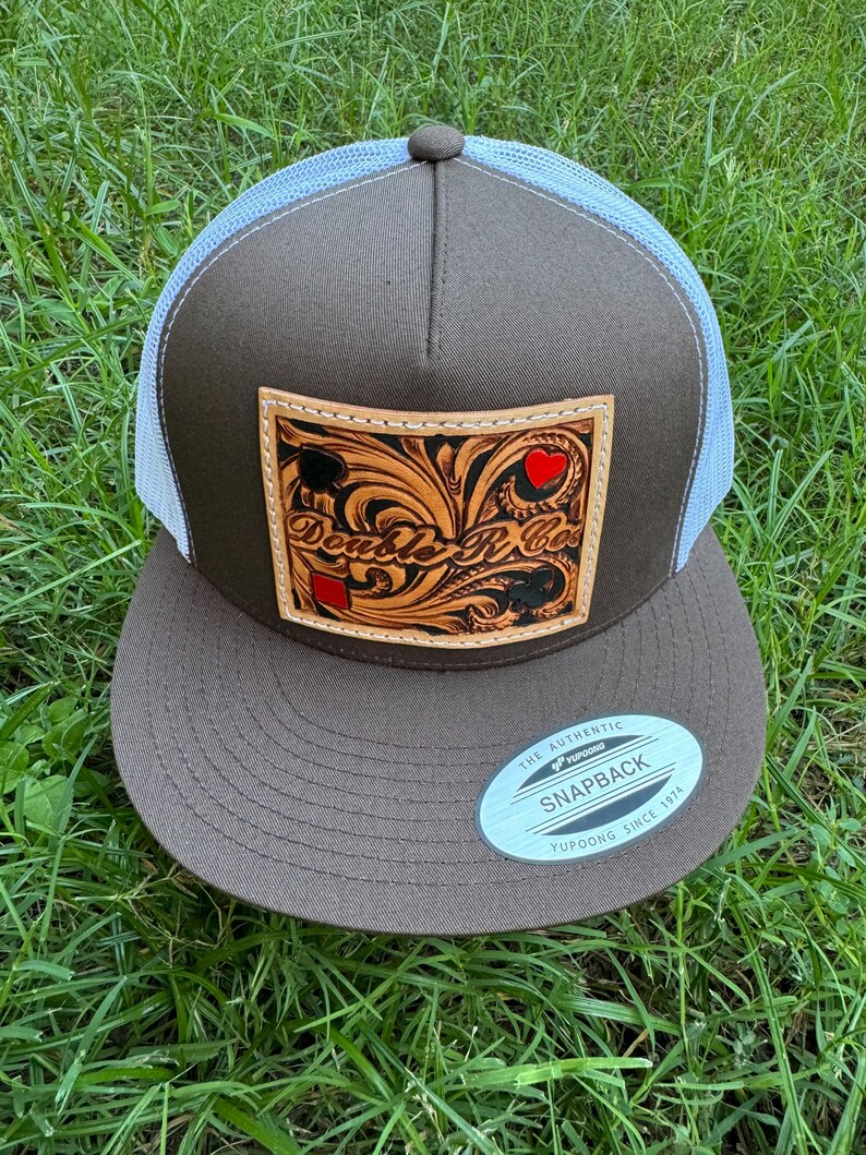 Double R Western Tooled Leather Patch Snapback poker - Etsy