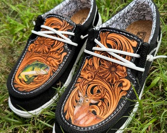 Double R Western Tooled Leather Shoes cross - Etsy