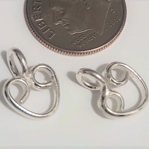 10mm Heart Prayer Charms, Dangle Charms, Hill Tribe Silver, Silver Charms, .999 Silver, 5 pieces