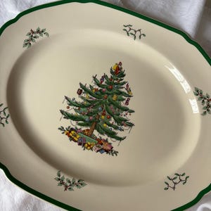 Spode Christmas Tree Sculpted Platter 16.5" – Large Holiday Serving Dish