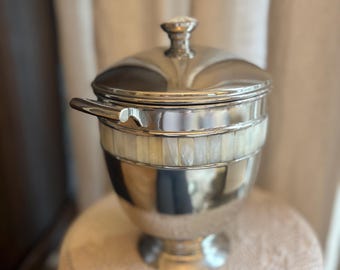 Vintage Towle Silversmiths Mother of Pearl Lidded Ice Bucket