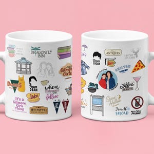 Taza de Gilmore Girl y posavasos de Luke's Punch Needle, artículos de Gilmore Girl, vaso de Gilmore Girl, taza de Gilmore Girl, taza personalizada, funda para taza