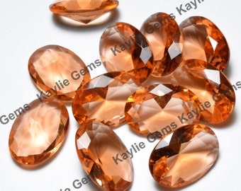 Pointed Back Unfoiled Glass Jewel 25x18mm Oval Faceted Diamond Cut Champagne BX13