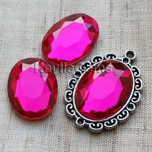 Oval 18x25 Mirror Glass Cabochon Cab Faceted Table Cut - Rose- 2pcs
