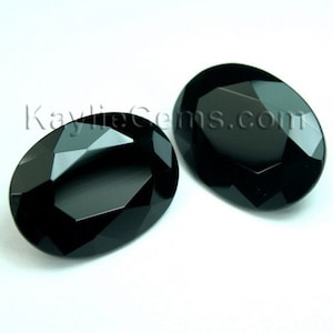 22x30 Oval Glass Jewel Faceted Diamond Cut Pointed Back Unfoiled -Jet Black BH10 -1pc