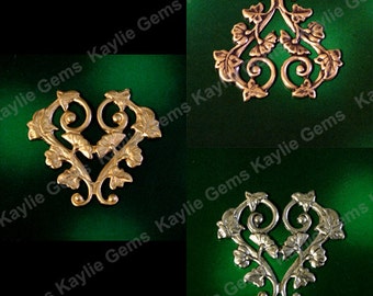 Victorian Filigree Stamping Ornate Floral Flower Vine Leaf 30mm- 2pc