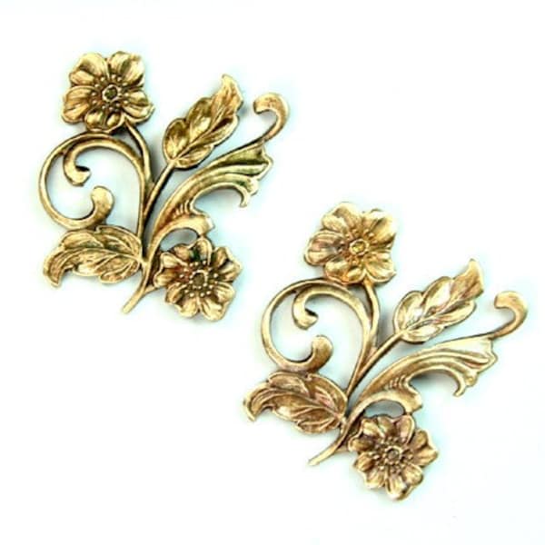 Oxidized Latón Filigrana Estampación Flor Premium Calidad EE.UU. FGG-5953 - 2pcs