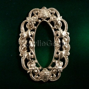 2 Marco de estampado de filigrana Que encuentra art nouveau barroco estilo victoriano raw brass -E8153RB-Center out