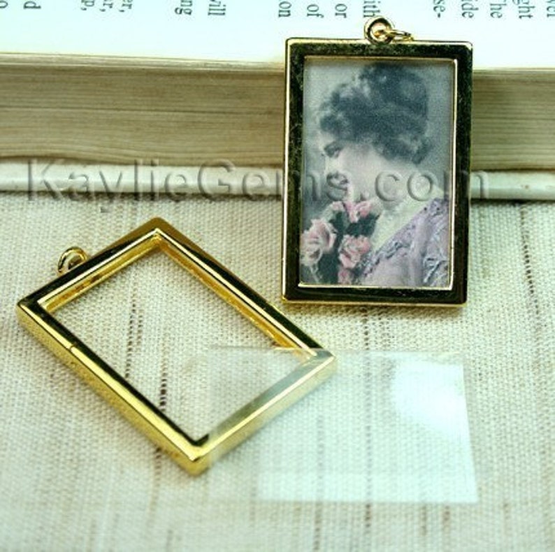 Picture Frame Charm Pendant Double Sided Rectangle Portrait Etsy