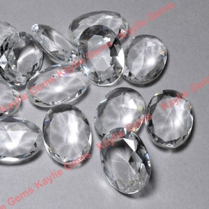 Clear Oval 18x25 Glass Jewel Faceted Diamond Cut Pointed Back Unfoiled
