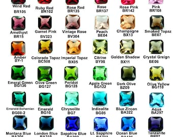 Glass Jewel 10x10mm Octagon Square Faceted Diamond Cut, Pointed Back, Unfoiled - Pick You Colors