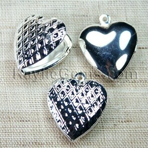 4pcs Heart Locket  Silver over Brass Strawberry Face   - LKHS-L11RB