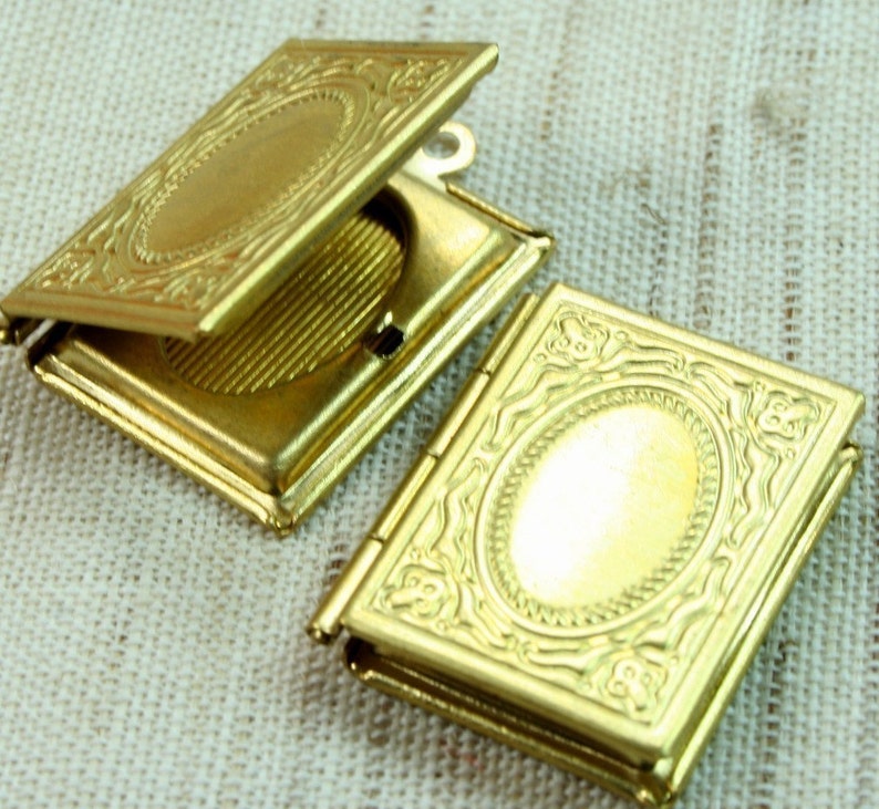 Antique Brass Book Pendentifs Pendentifs Charms LKBK-104AB 2pcs image 3