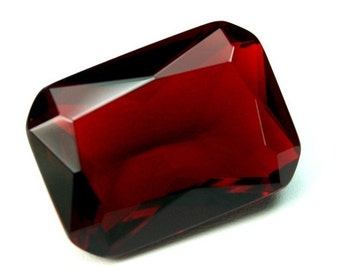1Pc Glass Jewel 18x25mm Octagon Faceted Diamond Cut, Pointed Back, Unfoiled - Wine Red BR105