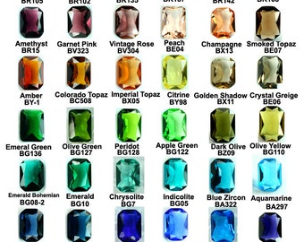 Glass Jewel 10x14mm Octagon Faceted Diamond Cut, Pointed Back, Unfoiled -Pick Your Colors