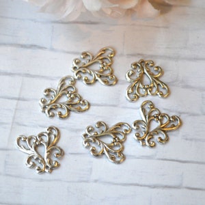 Floral Filigree Connector decorative Victorian Style stamping Antique Silver - SF126