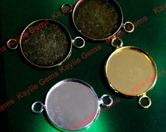 6 cabujón bisel Ajuste Base redonda 16mm cabina 2 lazo anillos FM-PT16MM - 6pcs